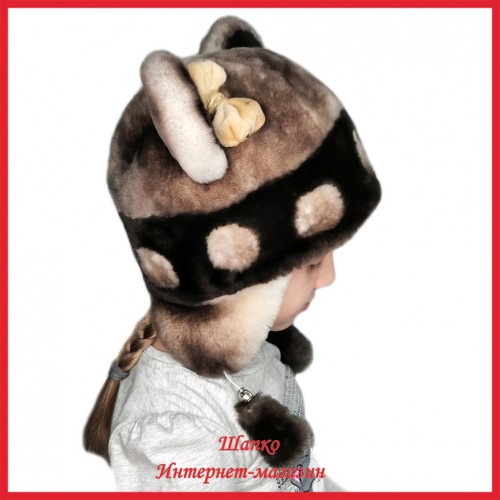 Мутоновая детская шапка - ушанка Барни 4