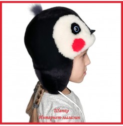 Теплая шапка Пингвинчик 1 из мутона
